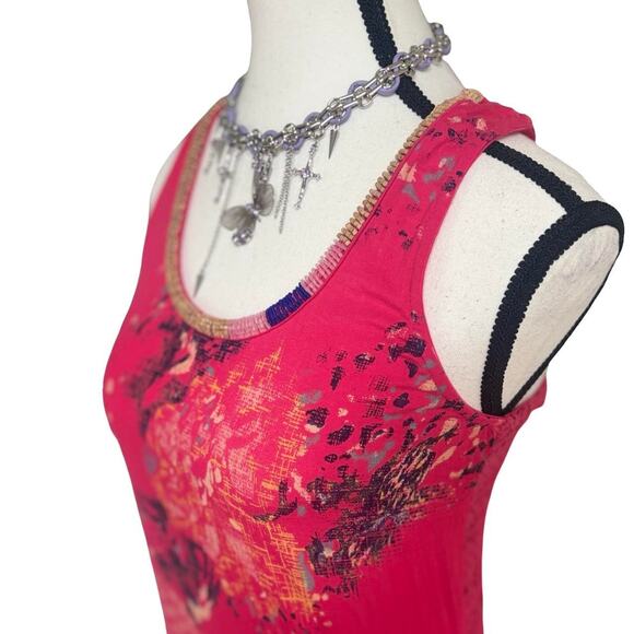 Y2K 2000'S MISS ME FLORAL BEADED CROCHET KNIT TOP MEDIUM - Picture 6 of 8